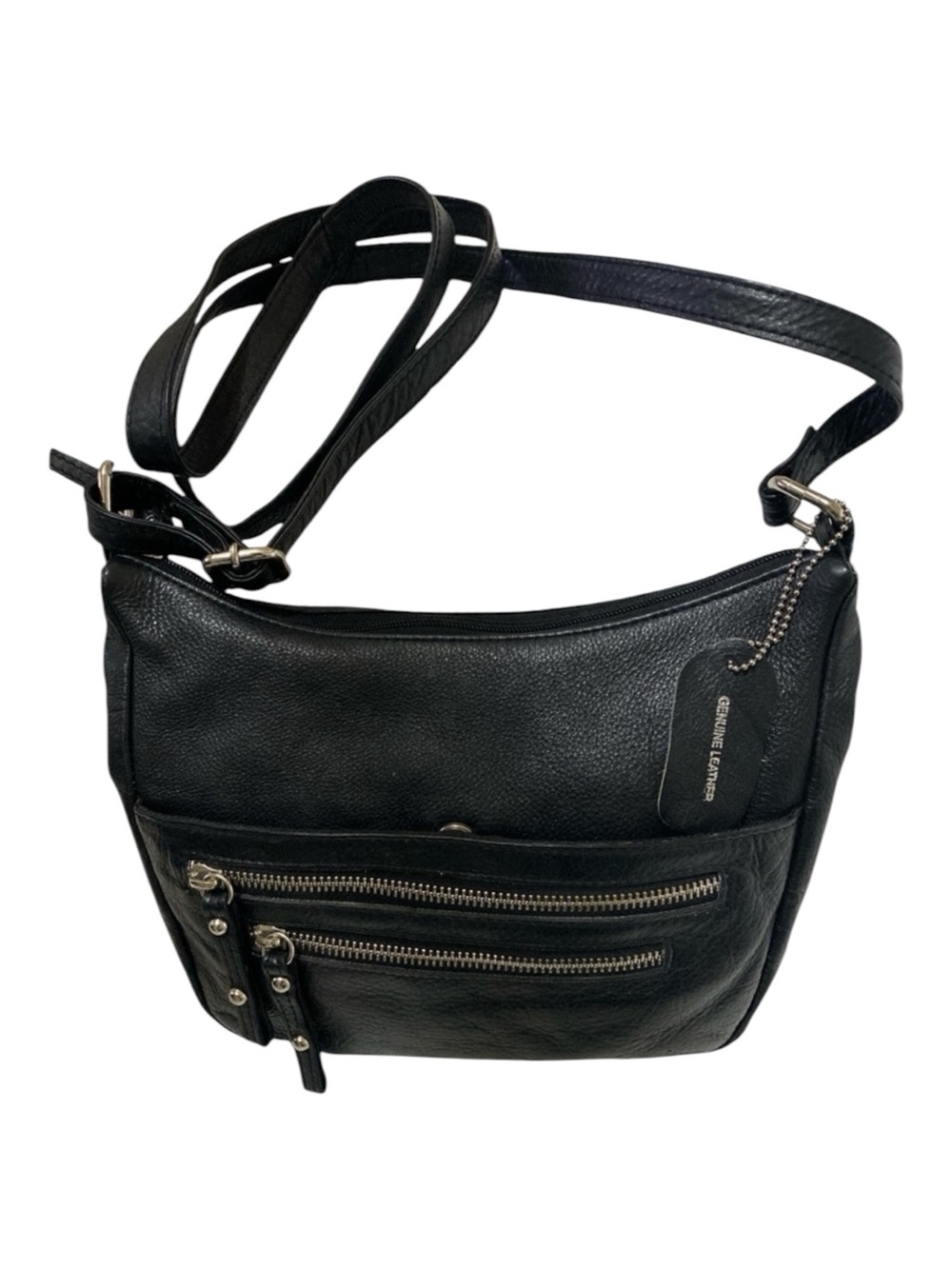 MARCO AVANÉ Soft Leather Crossbody Bag Exterior Zipper Pockets Black Lea…